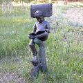 Hot Selling Classic Garden Decoration Bronze Boy Mailbox Statue